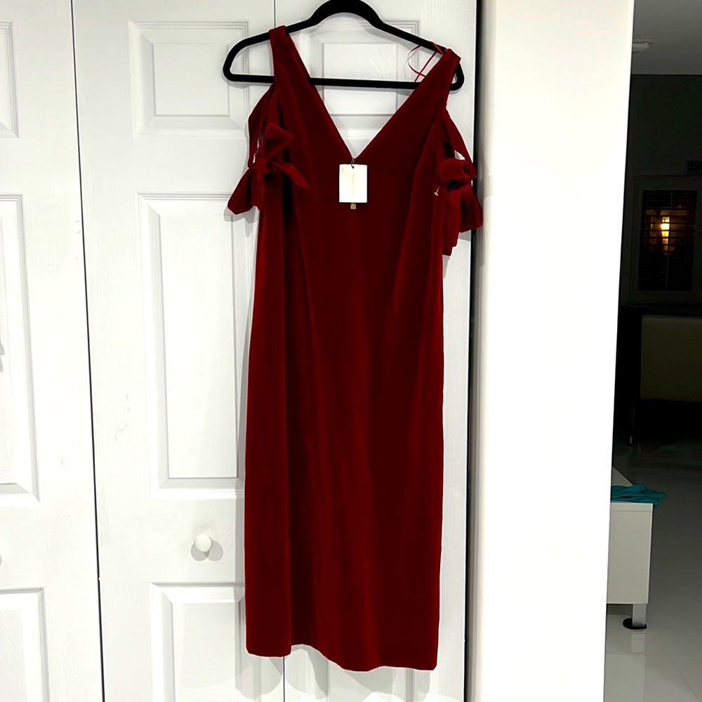 Beautiful red velvet dress for the holidays size 6 by Massimo Dutti
